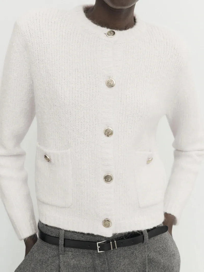 Massimo Dutti Long Sleeve Wool Cotton Casual Office Style.