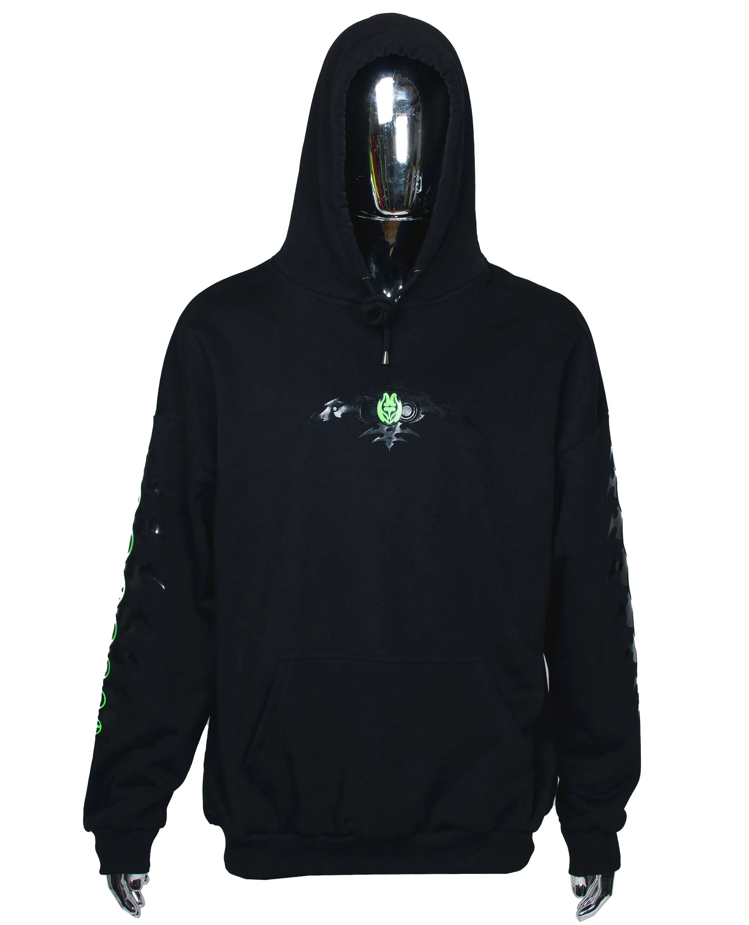 Men's Gothic Exo Long-Sleeve Hooded T-Shirt.