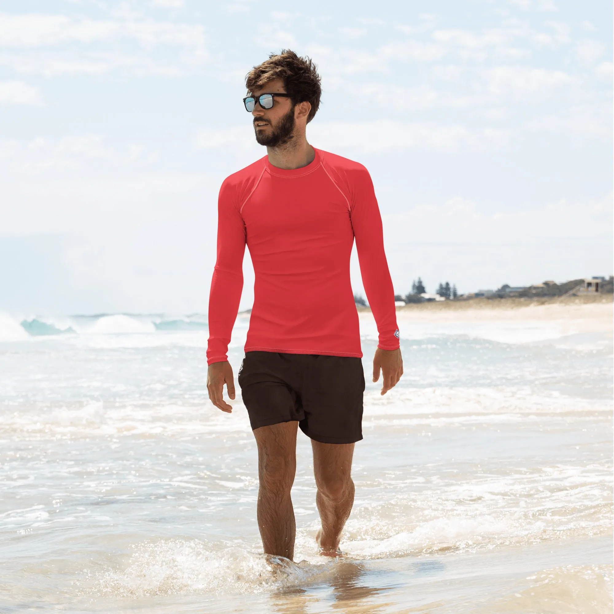 Men's Long Sleeve Rash Guard - Scarlet