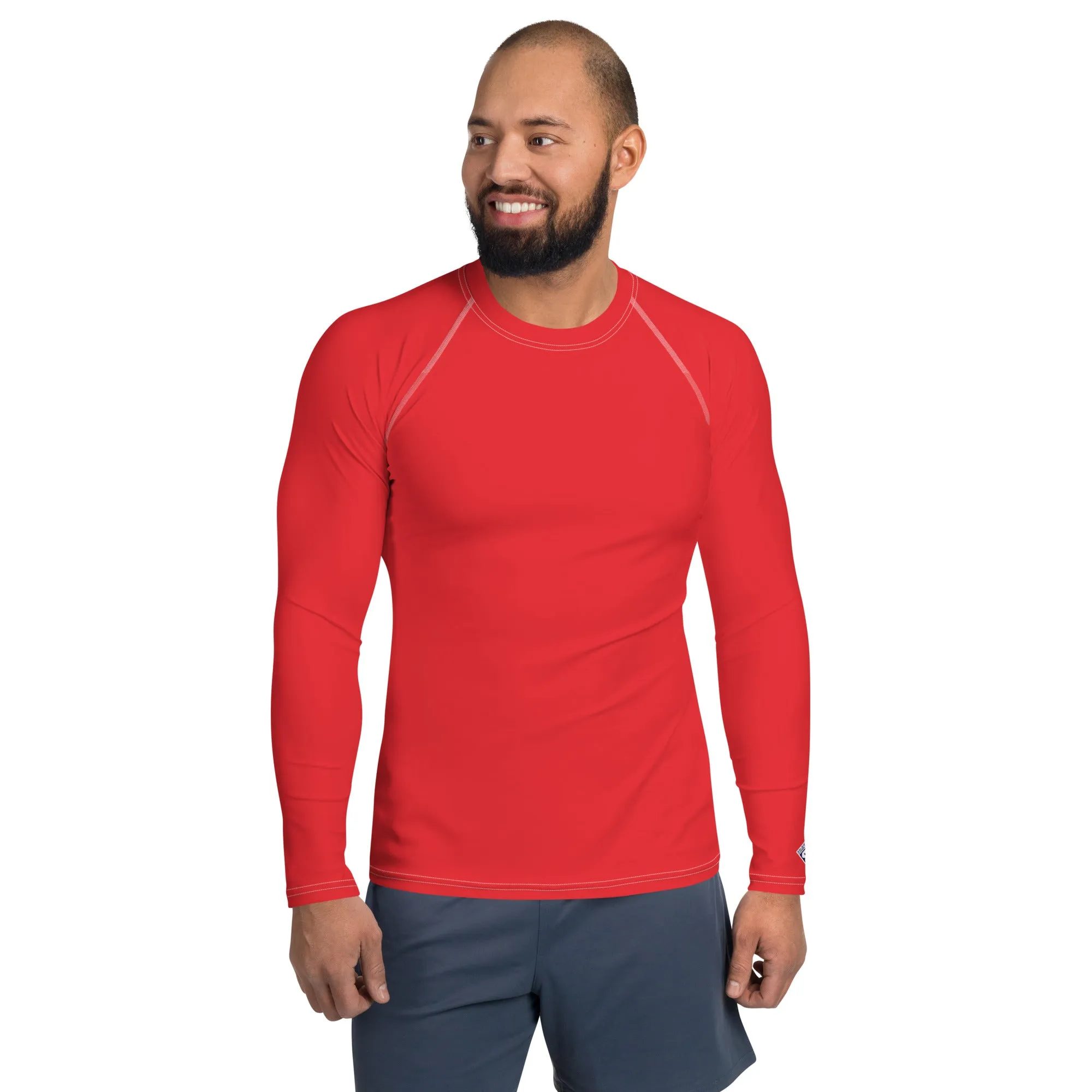 Men's Long Sleeve Rash Guard - Scarlet