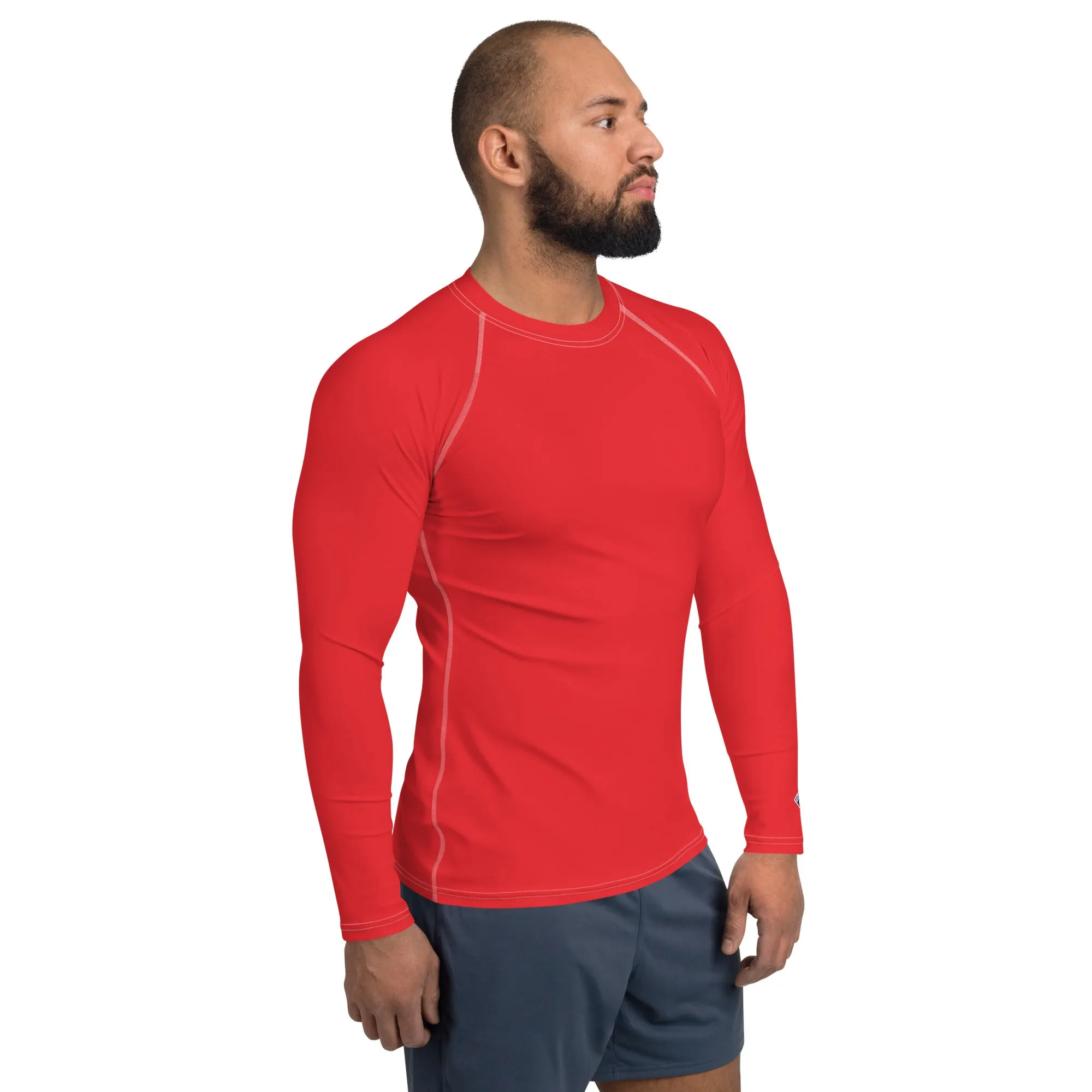 Men's Long Sleeve Rash Guard - Scarlet