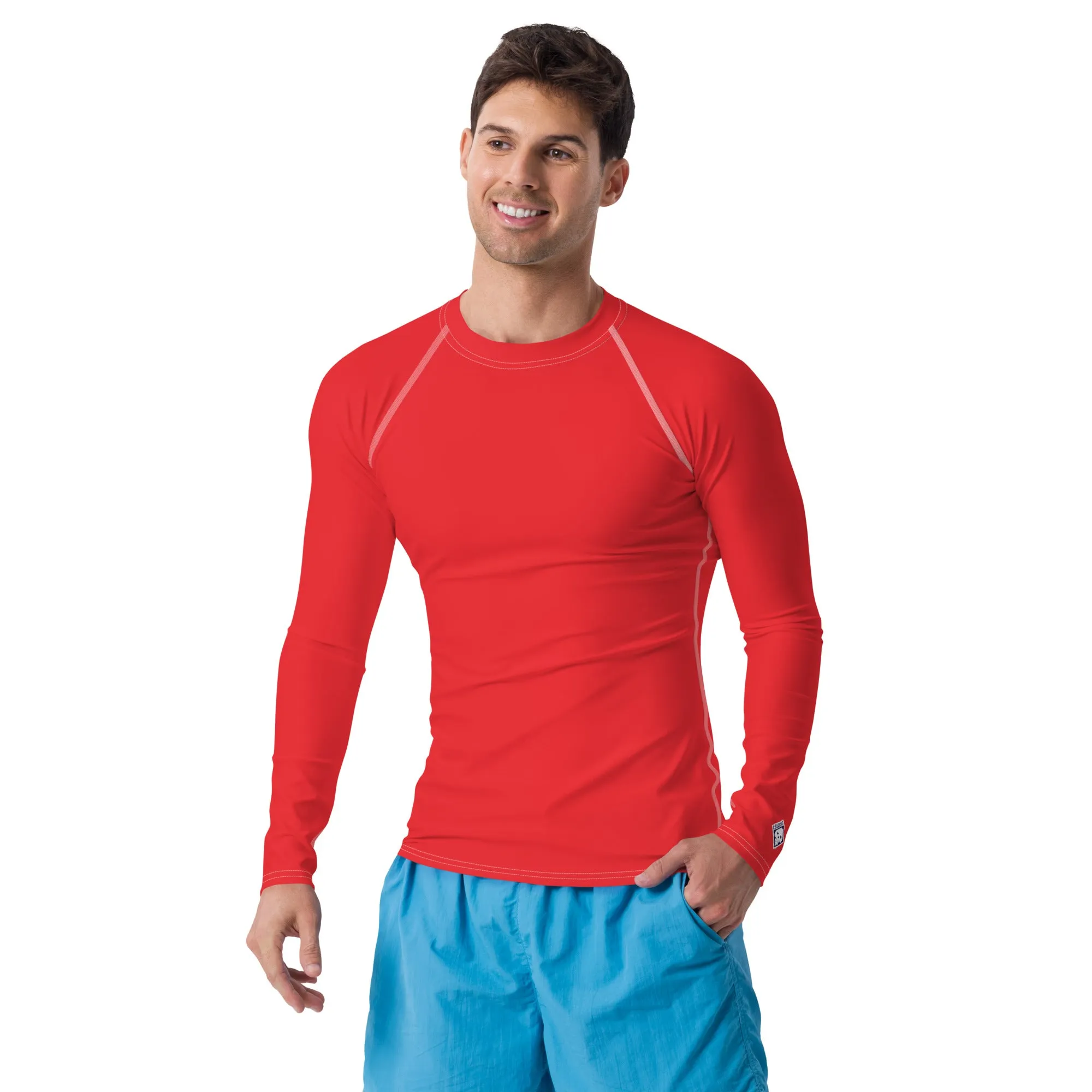 Men's Long Sleeve Rash Guard - Scarlet