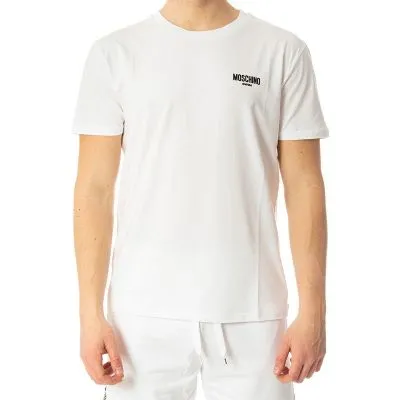 Men's Moschino Swim T-Shirt with White Logo Print PE24