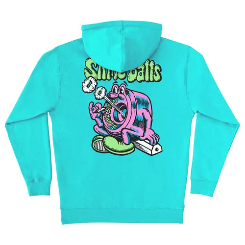 Mint Pullover Hoodie with Puff Balls and Slime Wheels