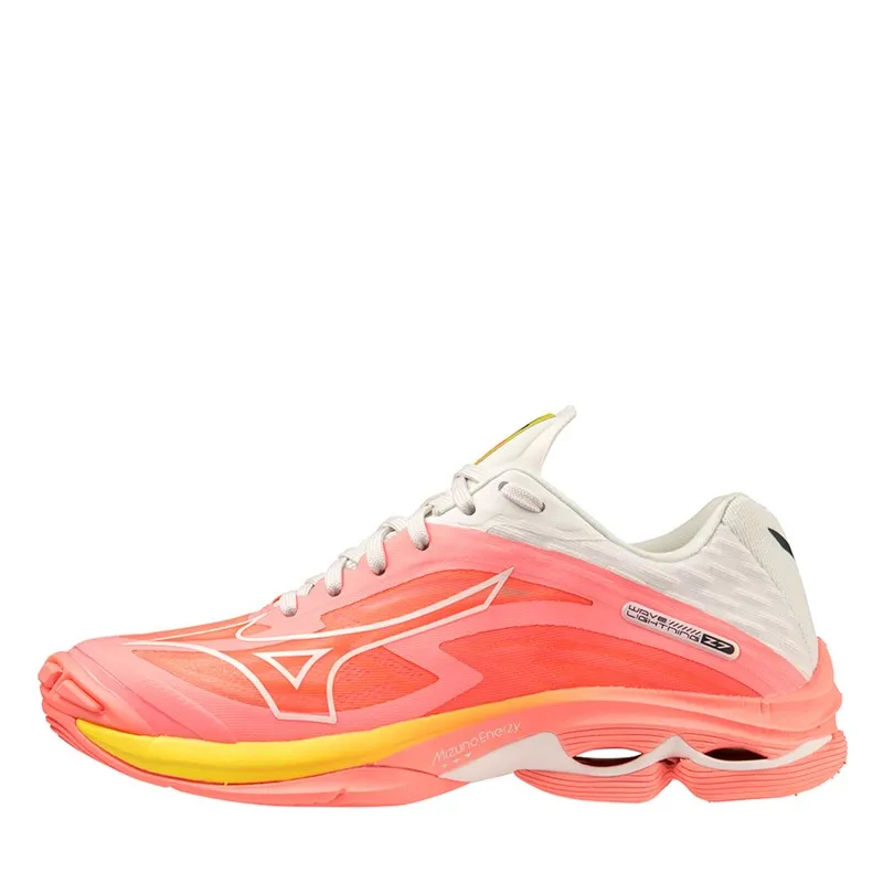 Mizuno Women's Wave Lightning Z7 Netball Shoes in Candy Coral/Black/Bolt 2 Neon