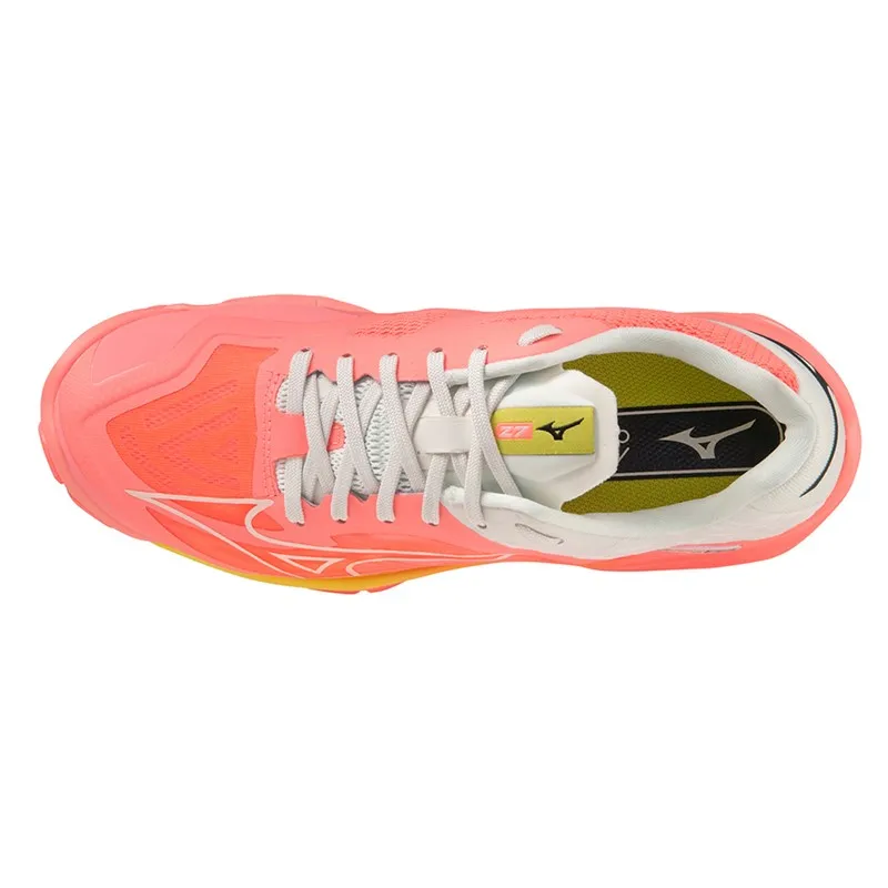 Mizuno Women's Wave Lightning Z7 Netball Shoes in Candy Coral/Black/Bolt 2 Neon