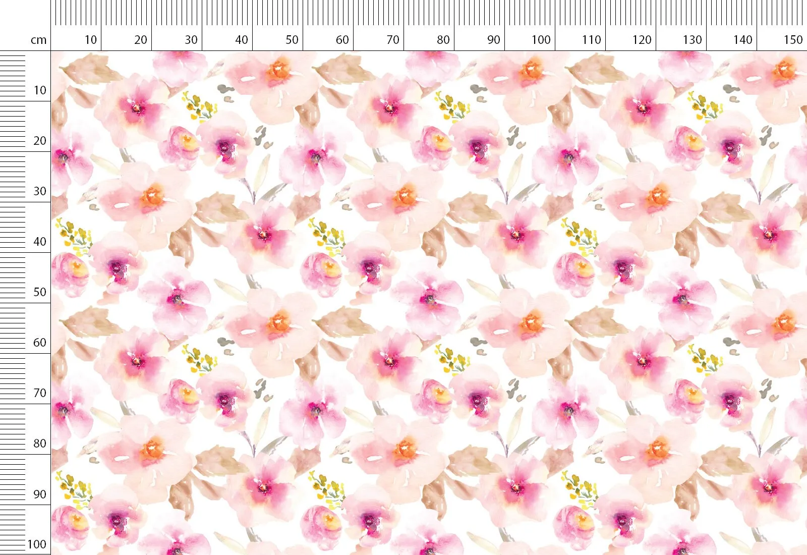 Natural Printed Floral Linen Fabric for Clothing & Home Textile - 148 cm Width By The Yard