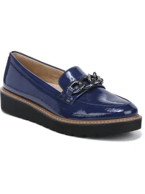 NATURALIZER Navy Wedge Loafers with Arch Support and Chain Detail