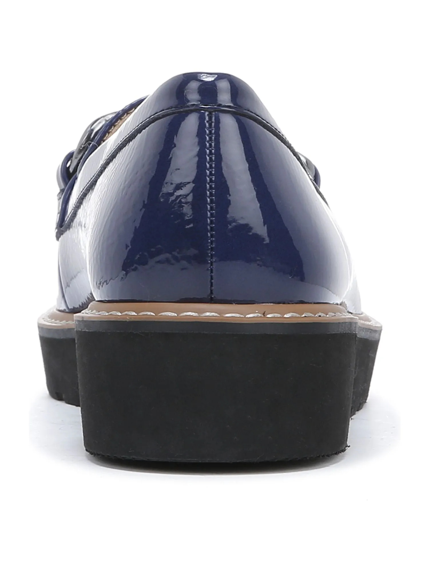 NATURALIZER Navy Wedge Loafers with Arch Support and Chain Detail