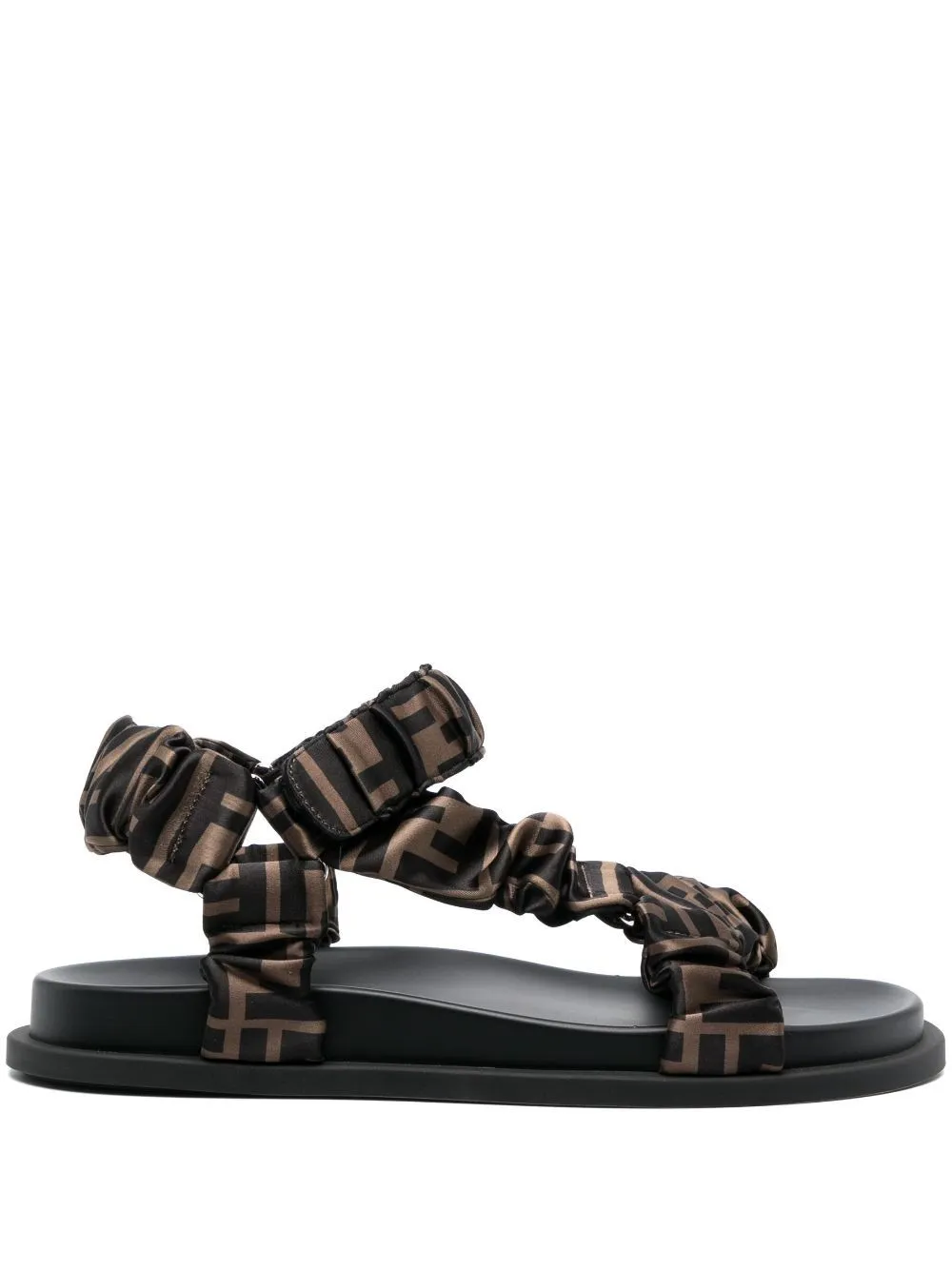 Neutral FENDI FF Print Flat Sandals