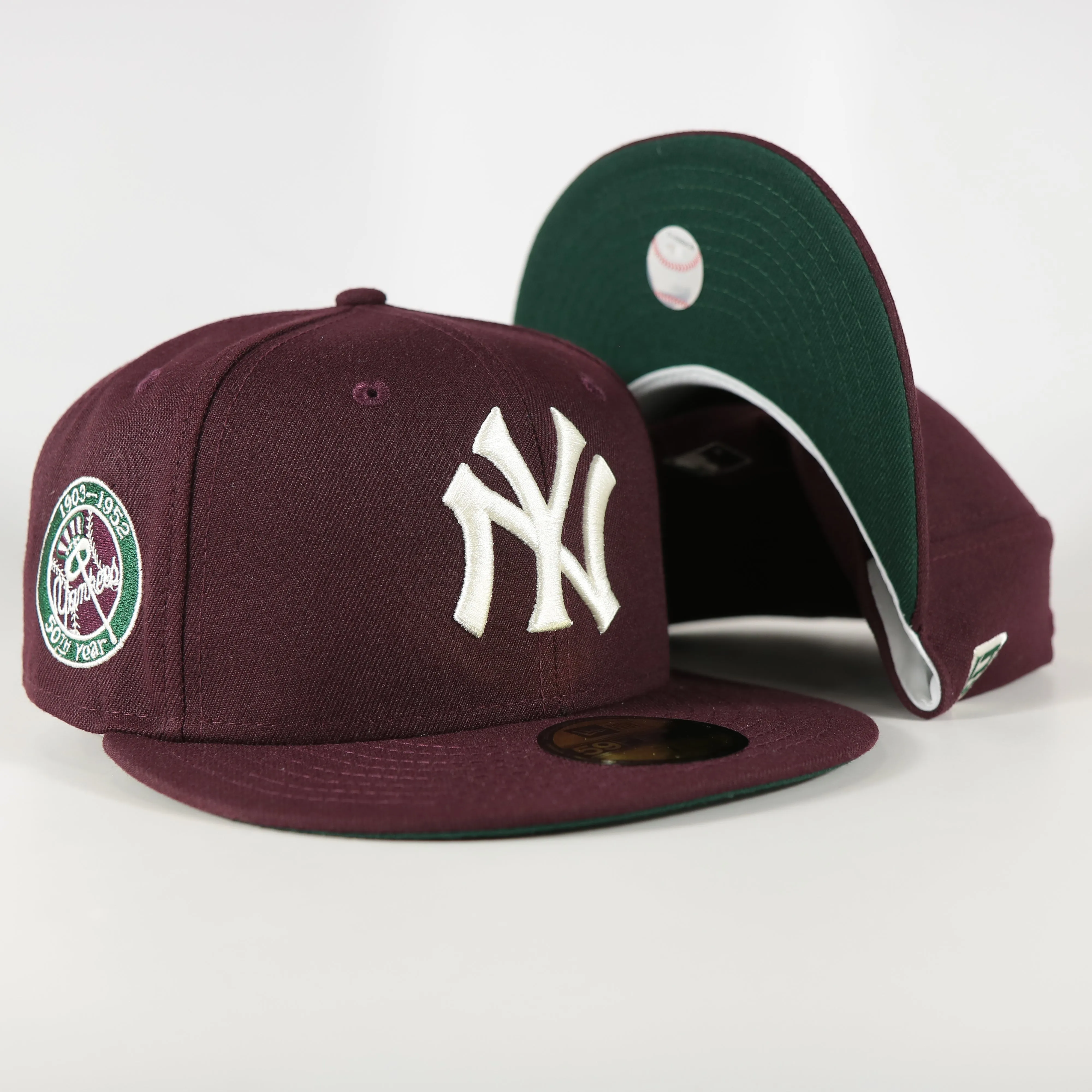 New York Yankees Cooperstown 50th Anniversary Dark Green UV 59Fifty Fitted Cap Vintage Christmas Movie Pack