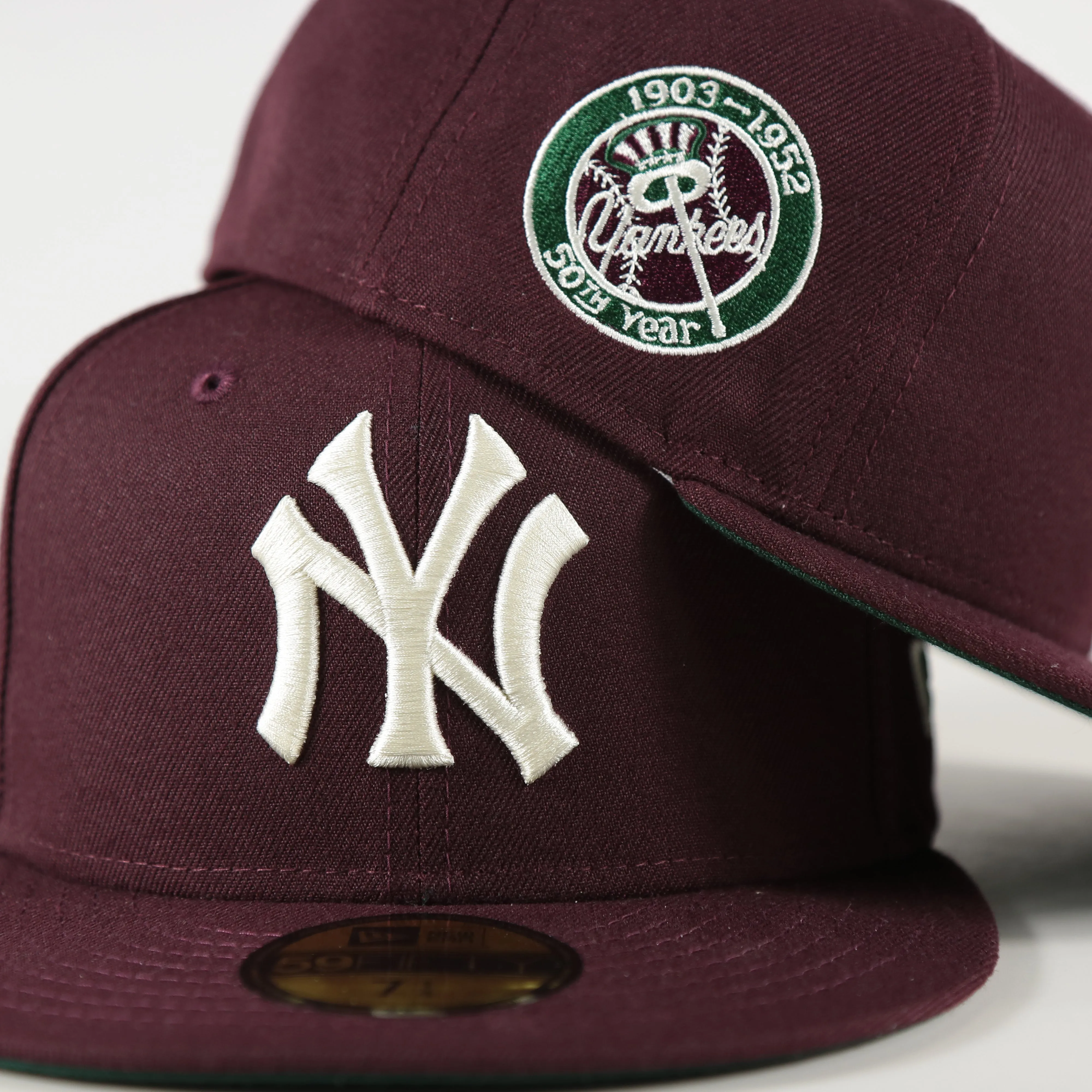 New York Yankees Cooperstown 50th Anniversary Dark Green UV 59Fifty Fitted Cap Vintage Christmas Movie Pack