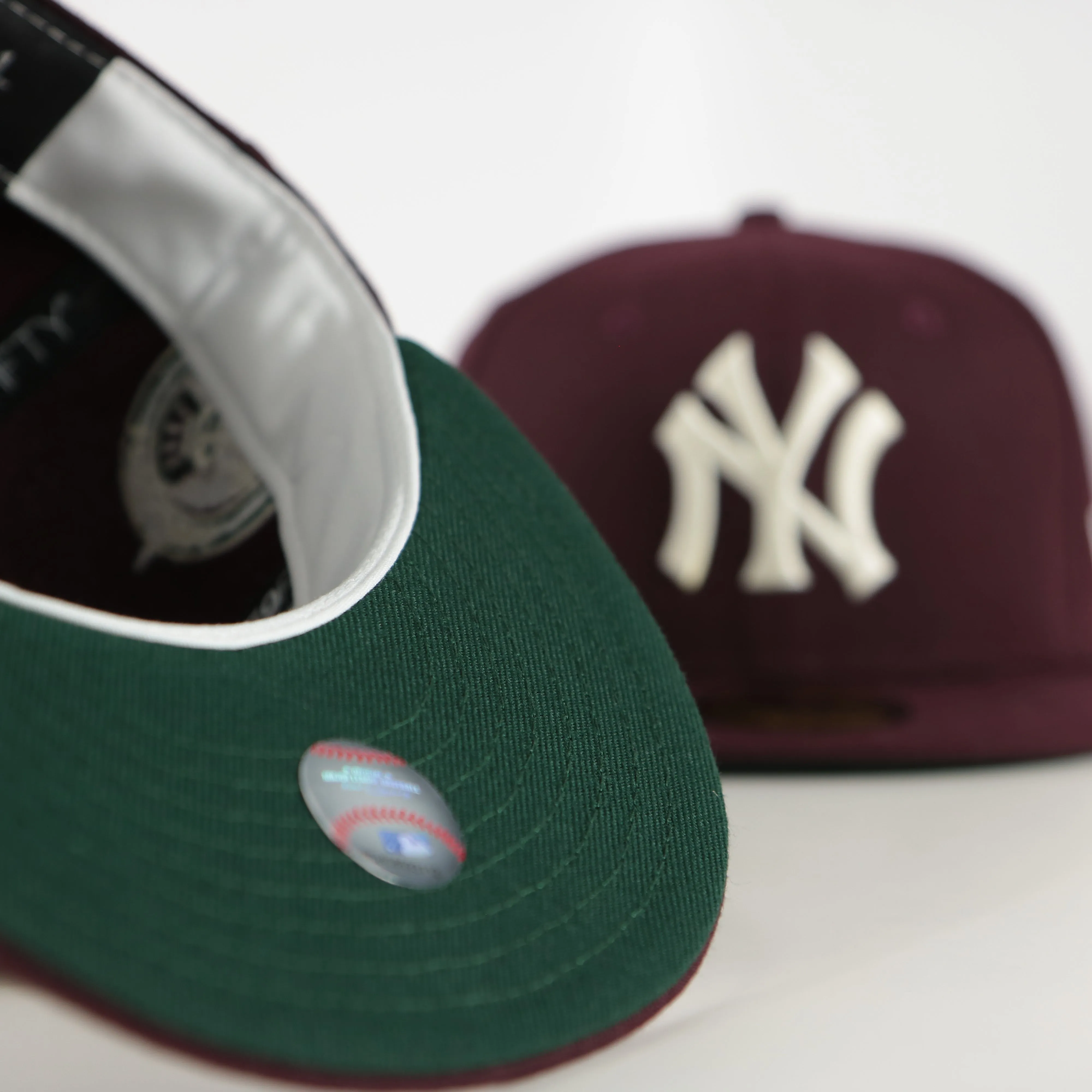 New York Yankees Cooperstown 50th Anniversary Dark Green UV 59Fifty Fitted Cap Vintage Christmas Movie Pack