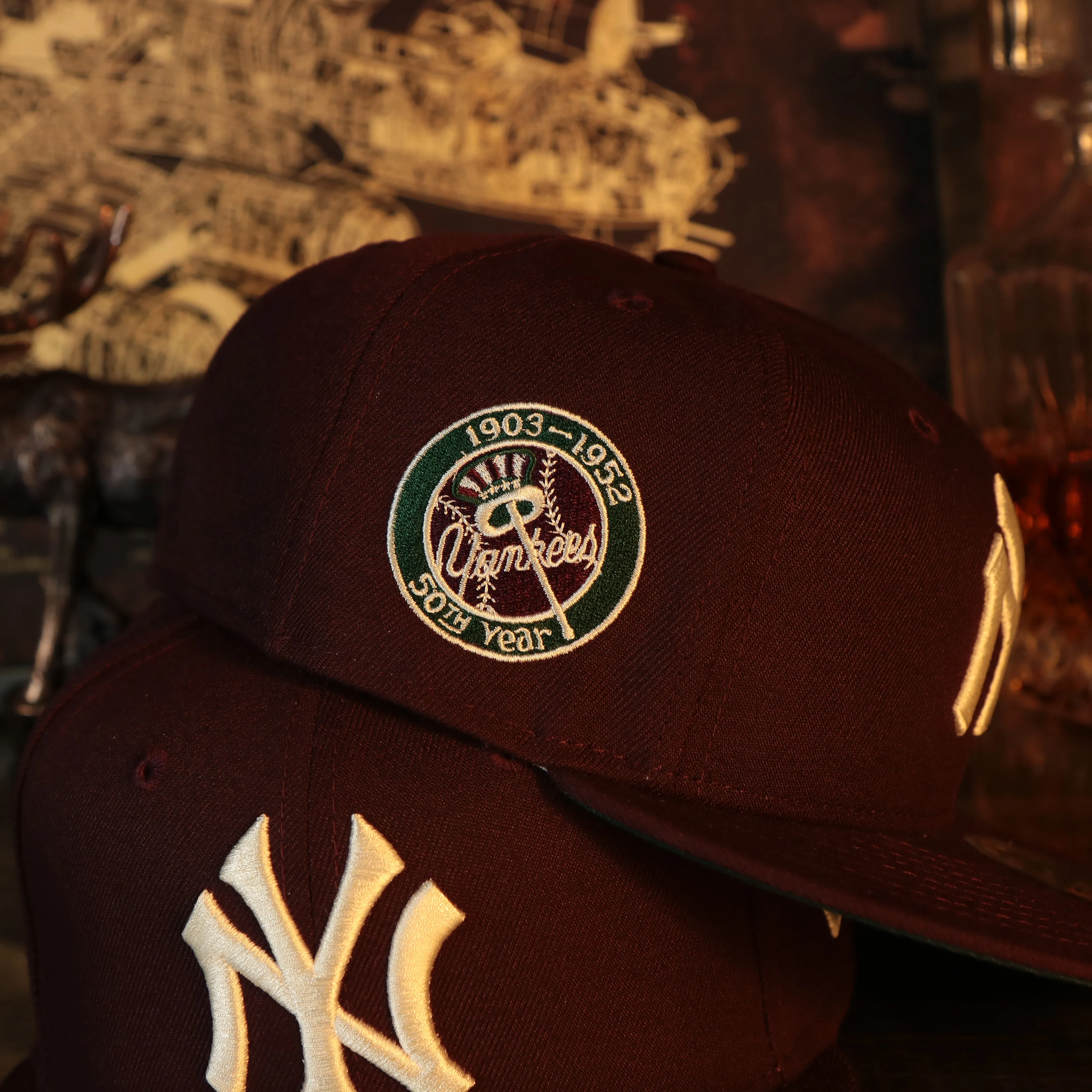 New York Yankees Cooperstown 50th Anniversary Dark Green UV 59Fifty Fitted Cap Vintage Christmas Movie Pack