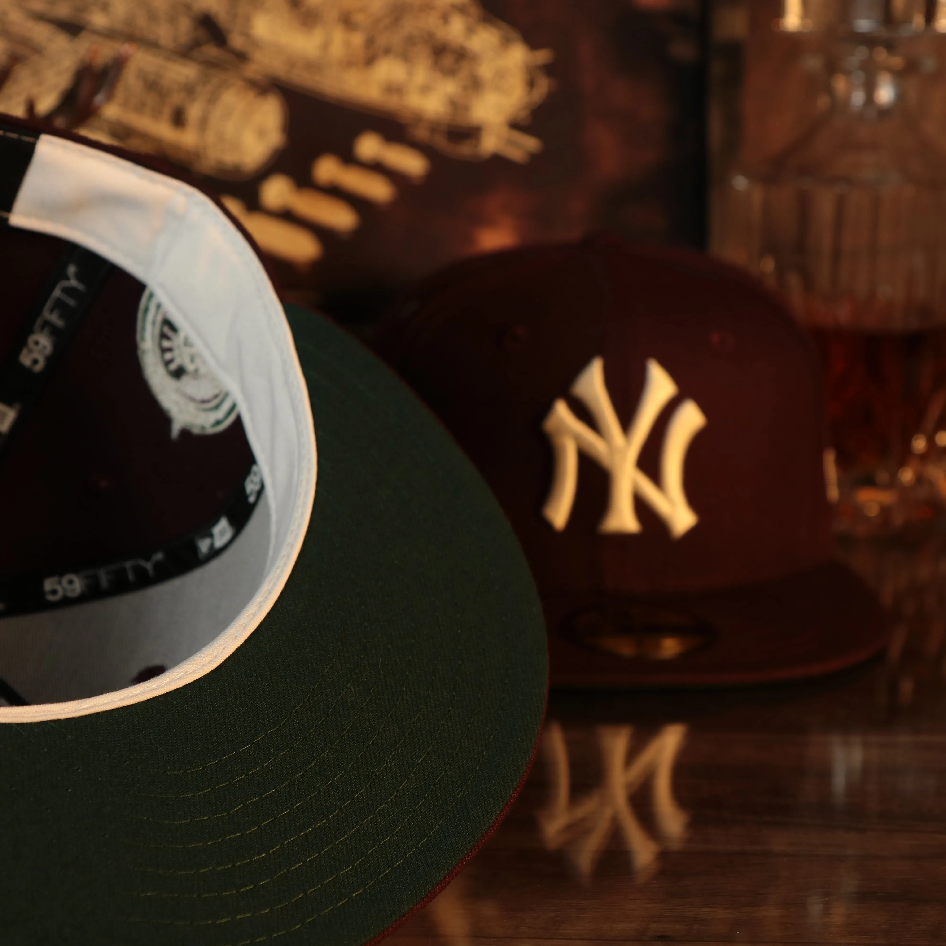 New York Yankees Cooperstown 50th Anniversary Dark Green UV 59Fifty Fitted Cap Vintage Christmas Movie Pack