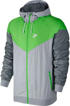 Nike Men's Windrunner Hooded Track Jacket Wolf Grey Voltage Green White Medium