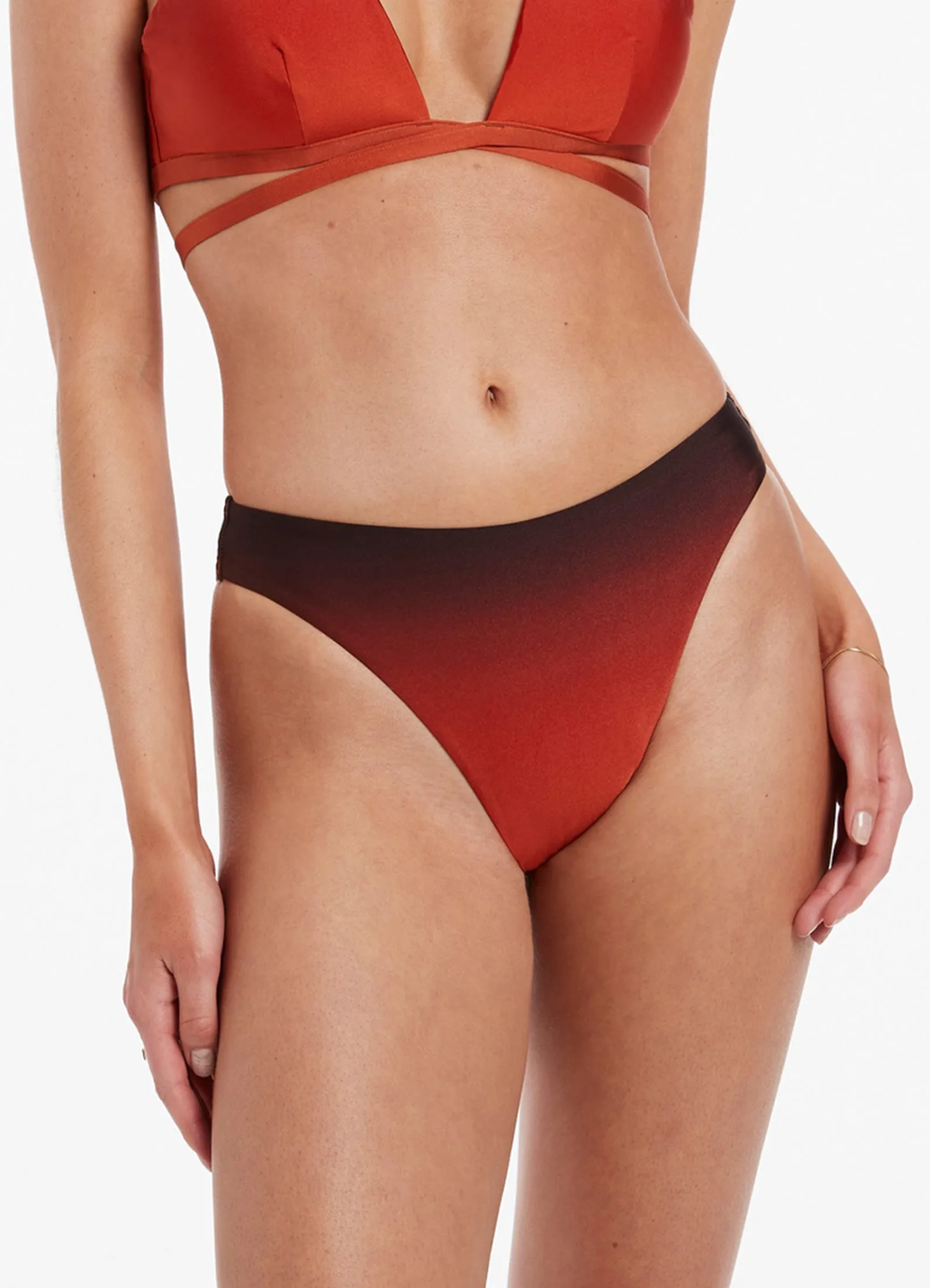 Oia Sunset High Legline Bikini Bottom - Burnt Orange - Shop Now