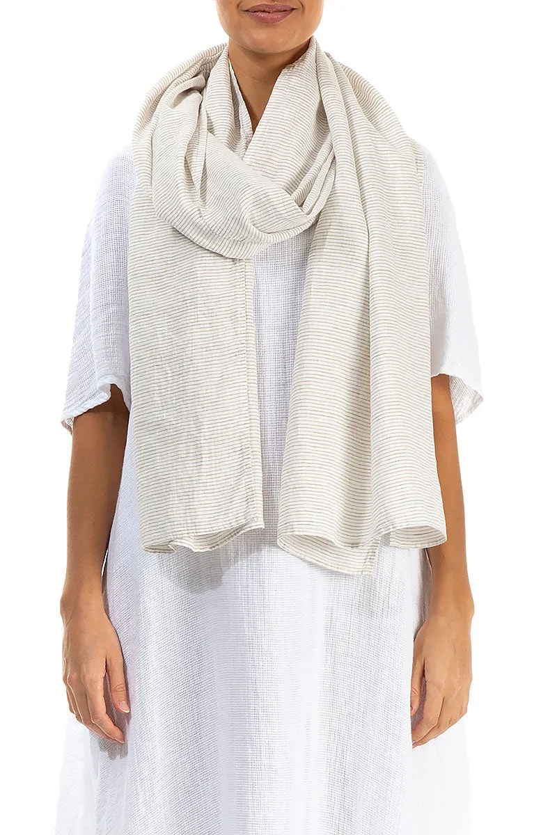 Organic Linen Scarf with Stripes.