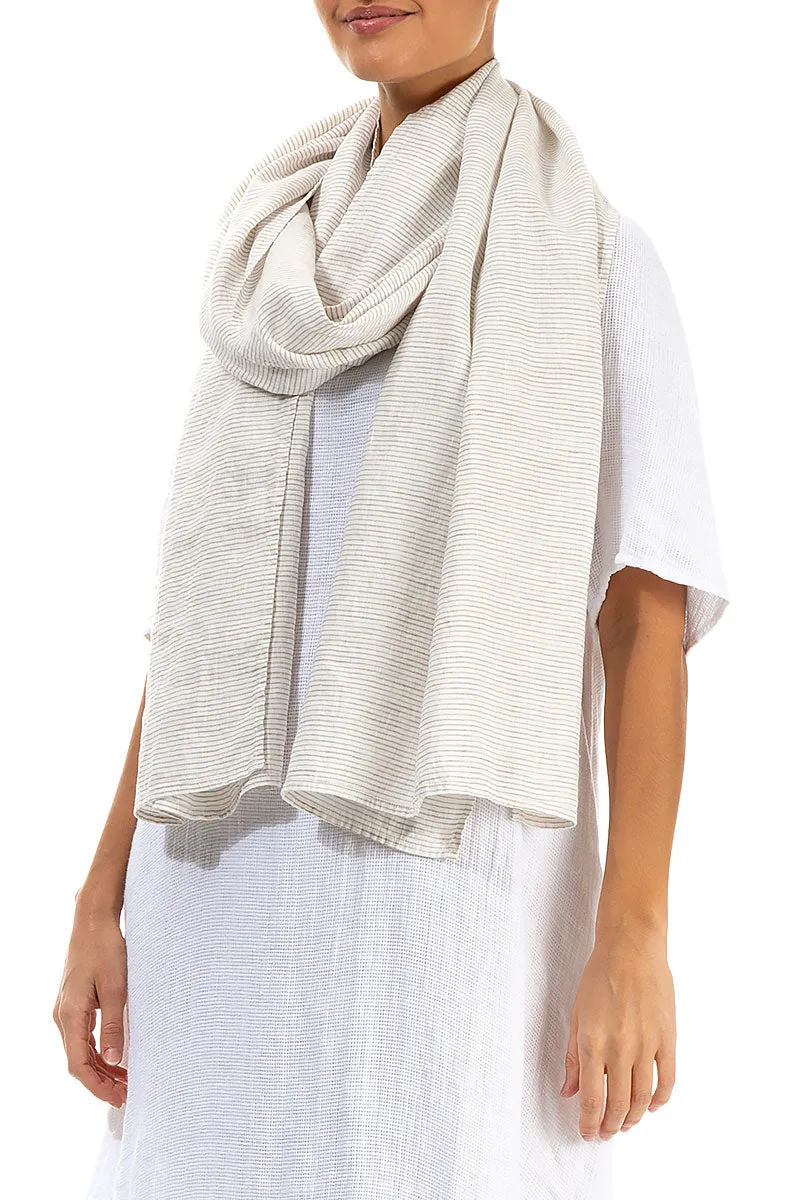 Organic Linen Scarf with Stripes.