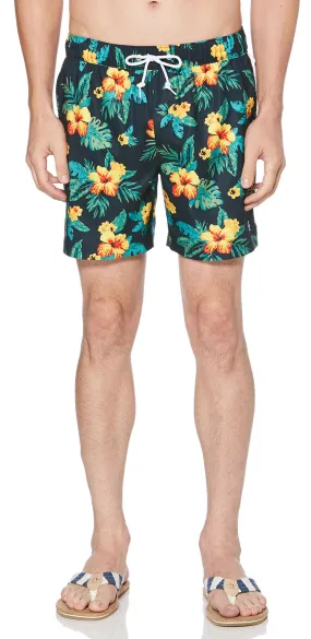 Original Penguin Dark Sapphire Floral Elastic Volley Swim Shorts