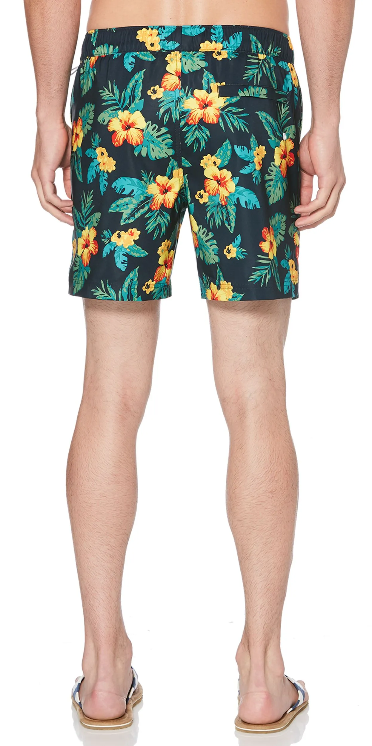 Original Penguin Dark Sapphire Floral Elastic Volley Swim Shorts