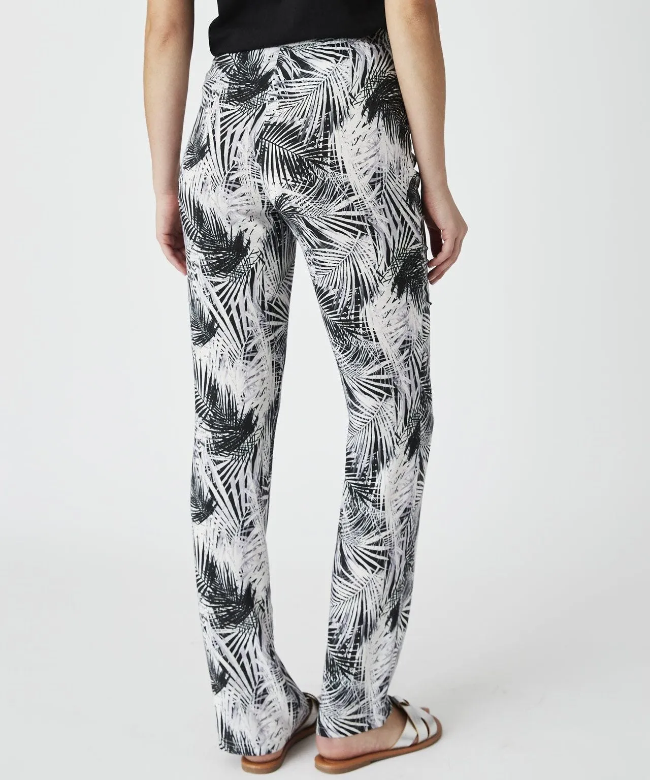 Straight Leg Trousers with Palm Print