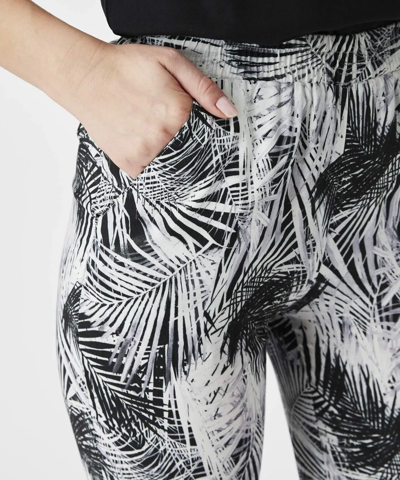 Straight Leg Trousers with Palm Print