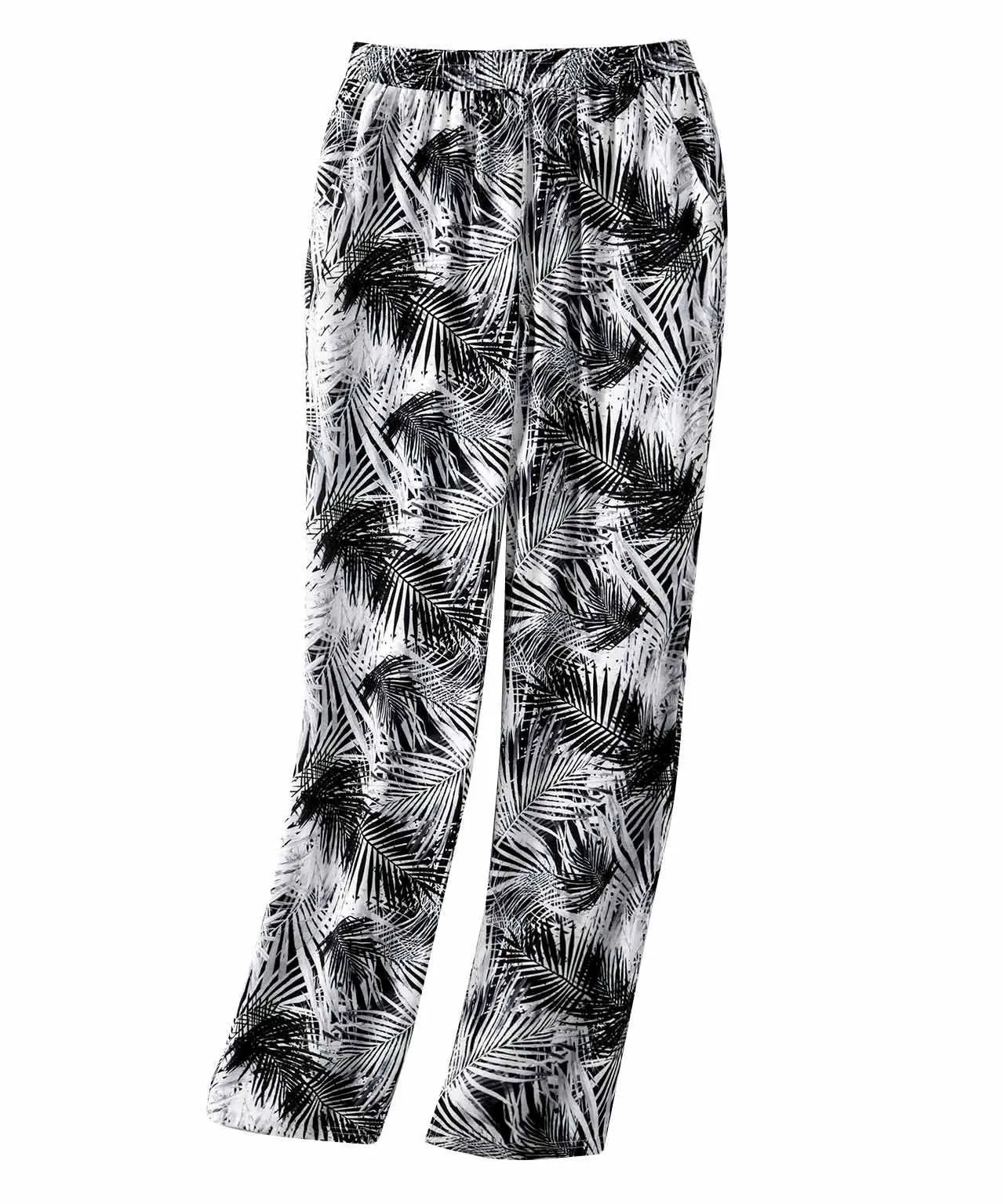 Straight Leg Trousers with Palm Print