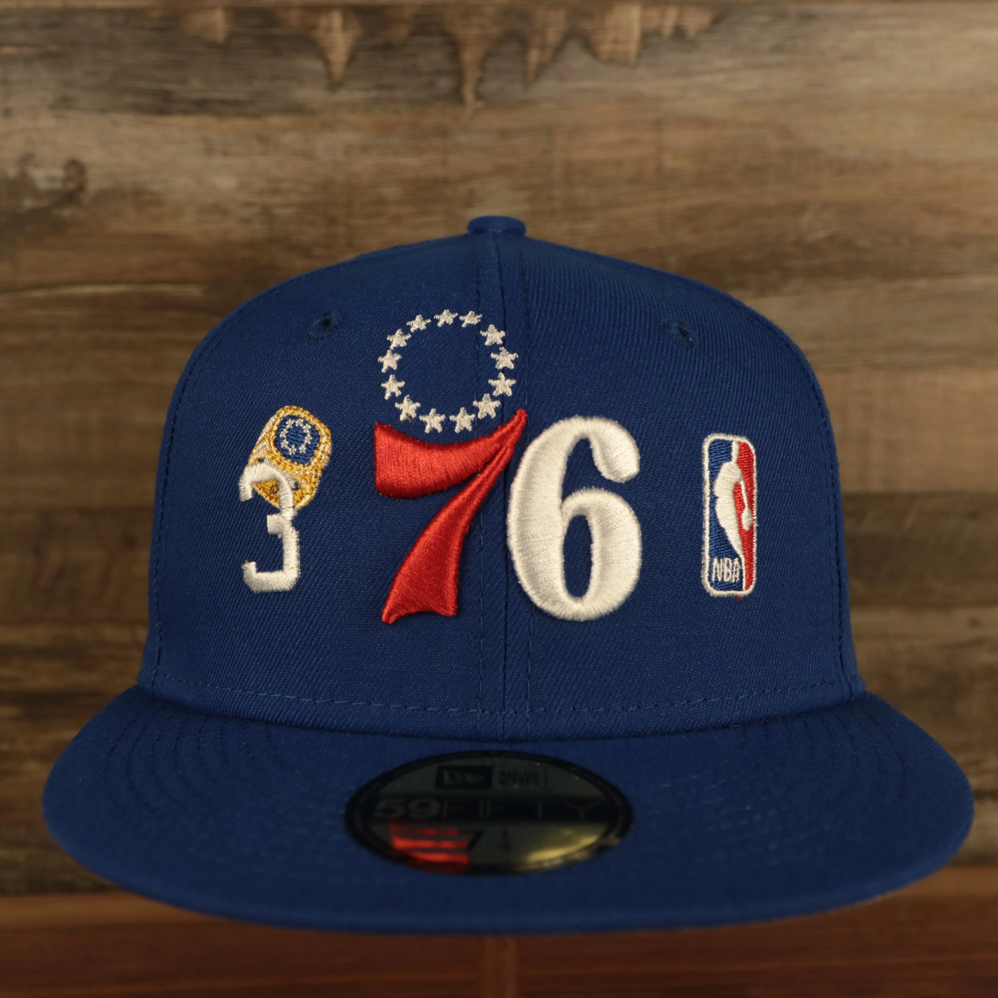 Philadelphia 76ers Champions Rings Gray Bottom Fitted Cap