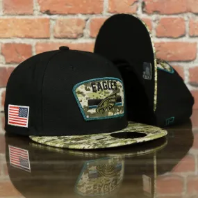 2021 Philadelphia Eagles Salute To Service On Field Sideline 59Fifty Fitted Cap