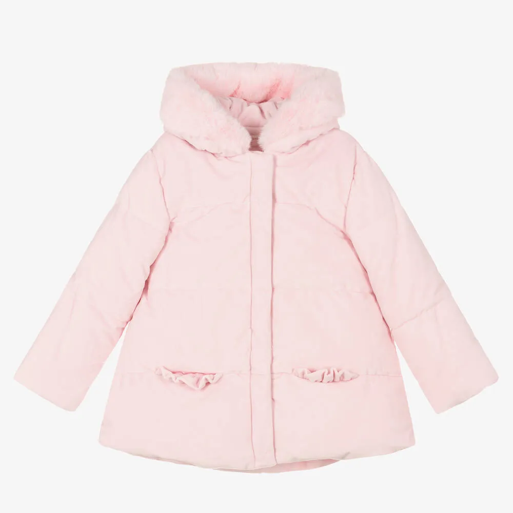 Pink Girls Hooded Puffer Coat