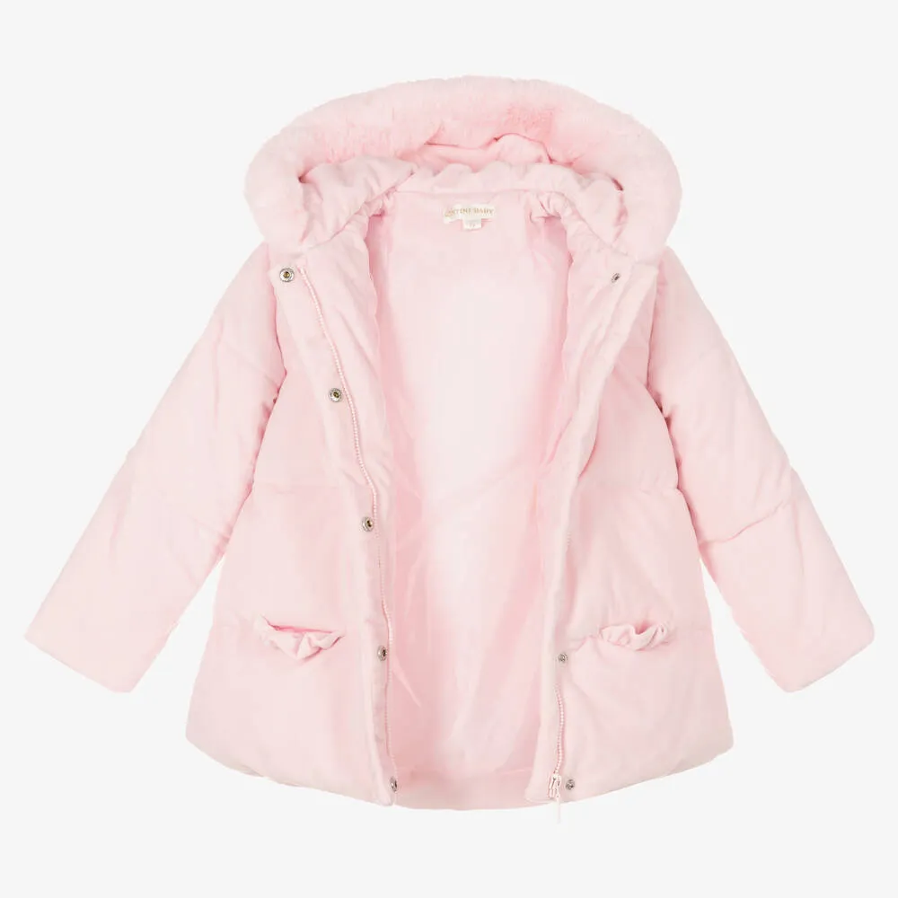 Pink Girls Hooded Puffer Coat