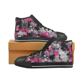 Pink Grey Paint Splatter Women's High Top Sneakers