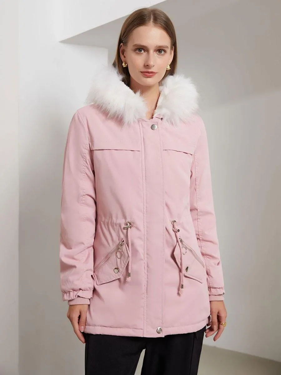 Pink Hooded Cotton Coats for Women - Winter Outerwear 2024