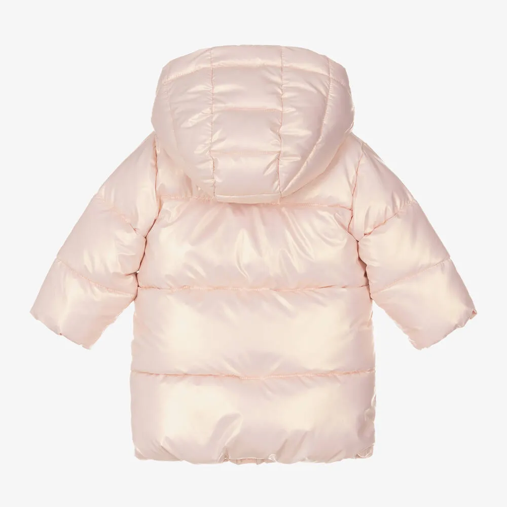 Pink iridescent puffer coat for girls