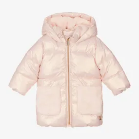 Pink iridescent puffer coat for girls