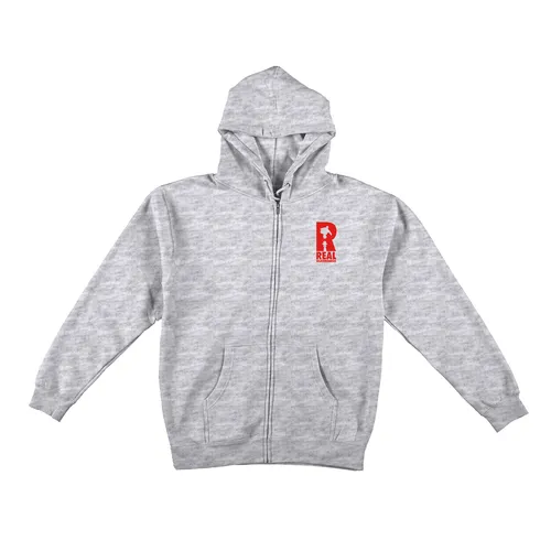 Real Skateboards Hoodie Hydrant Zip Grey Red