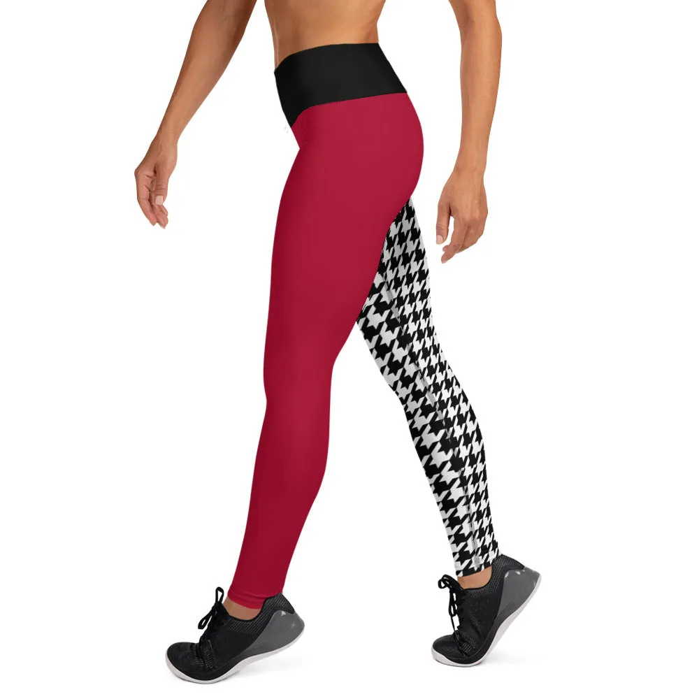 Red Houndstooth Yoga Leggings