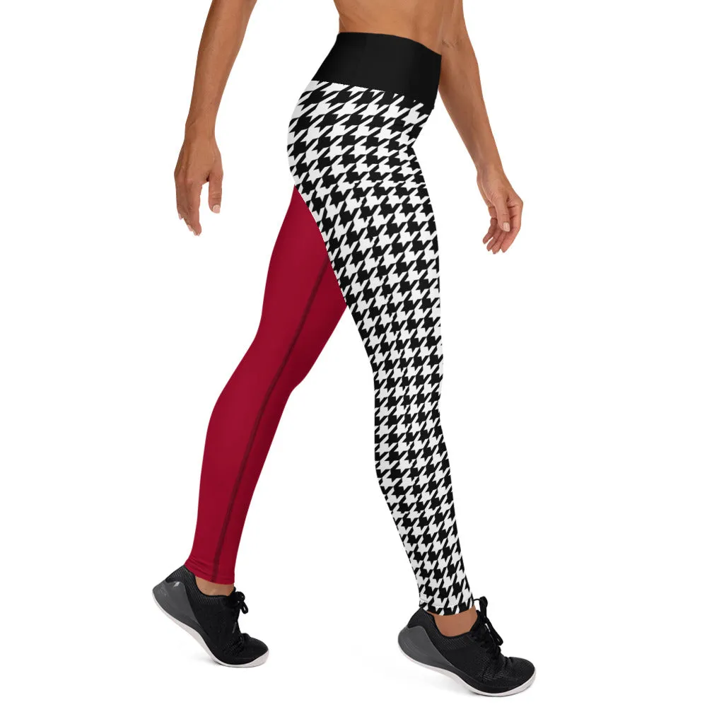 Red Houndstooth Yoga Leggings