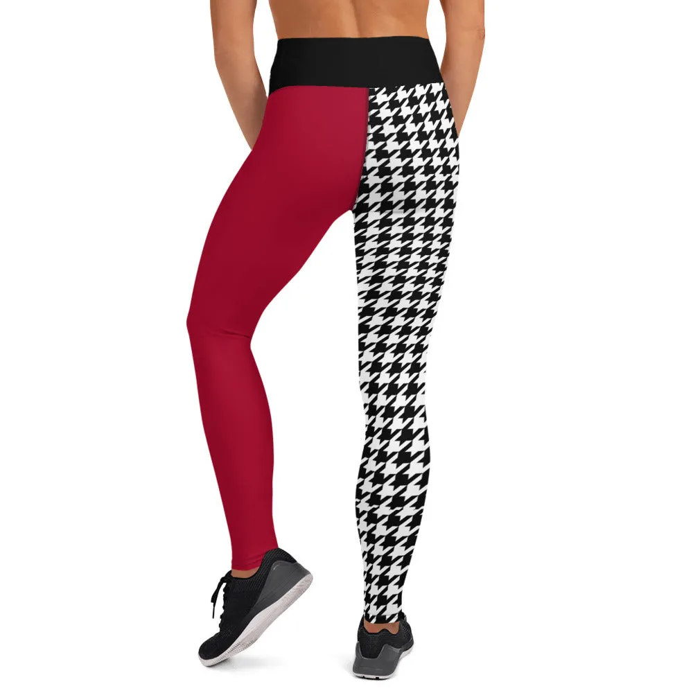 Red Houndstooth Yoga Leggings