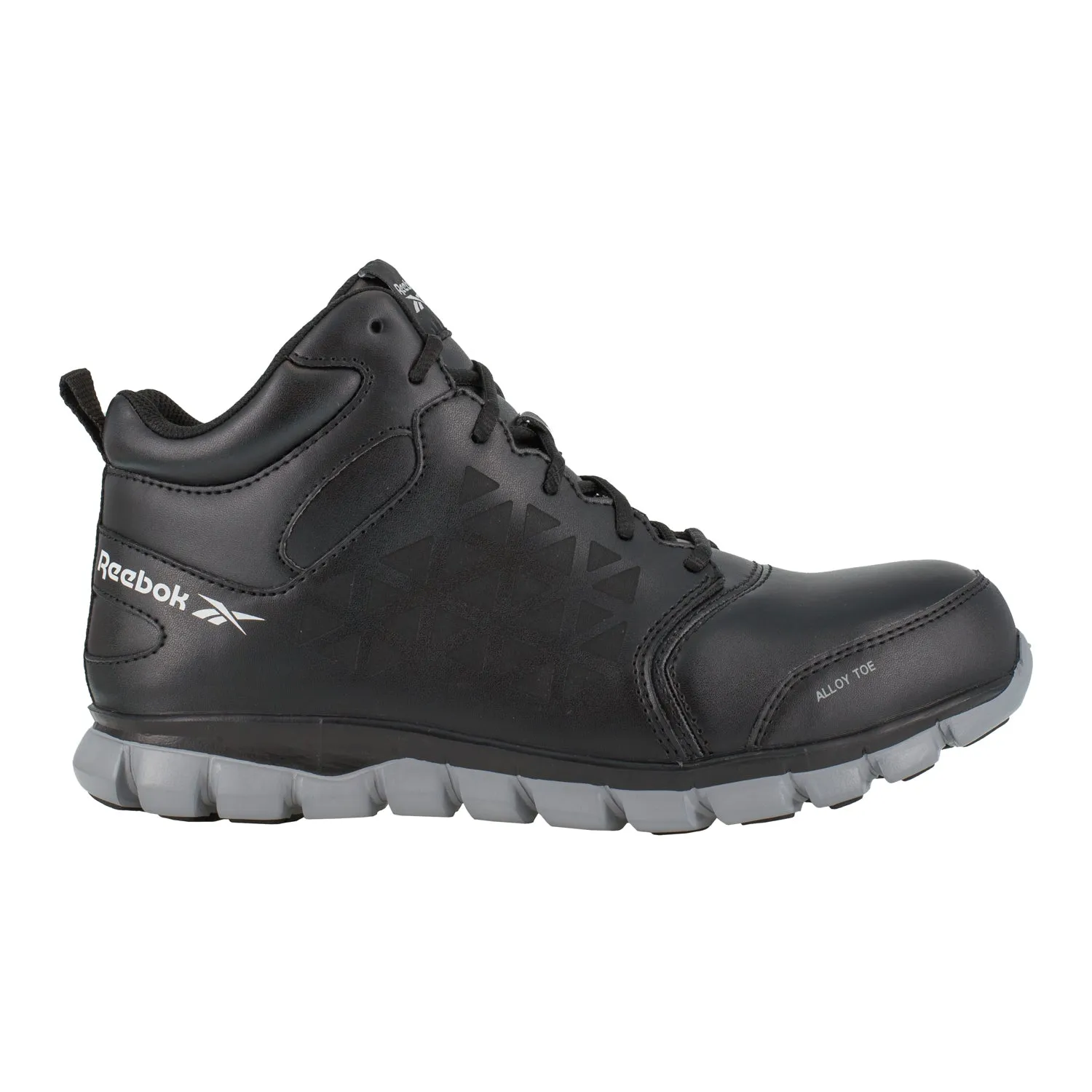 Reebok Women's Mid Cut Black Leather Athletic Work Boots