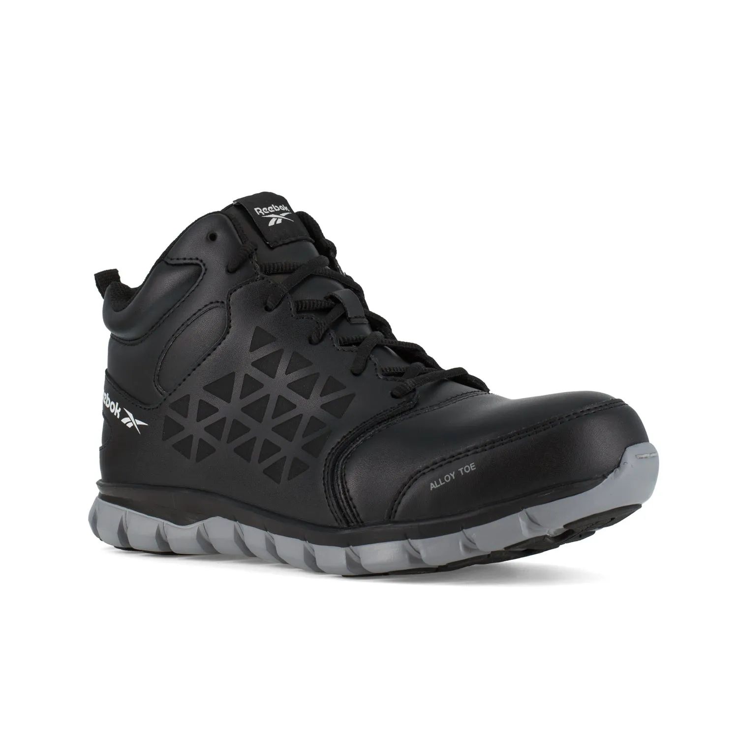 Reebok Women's Mid Cut Black Leather Athletic Work Boots