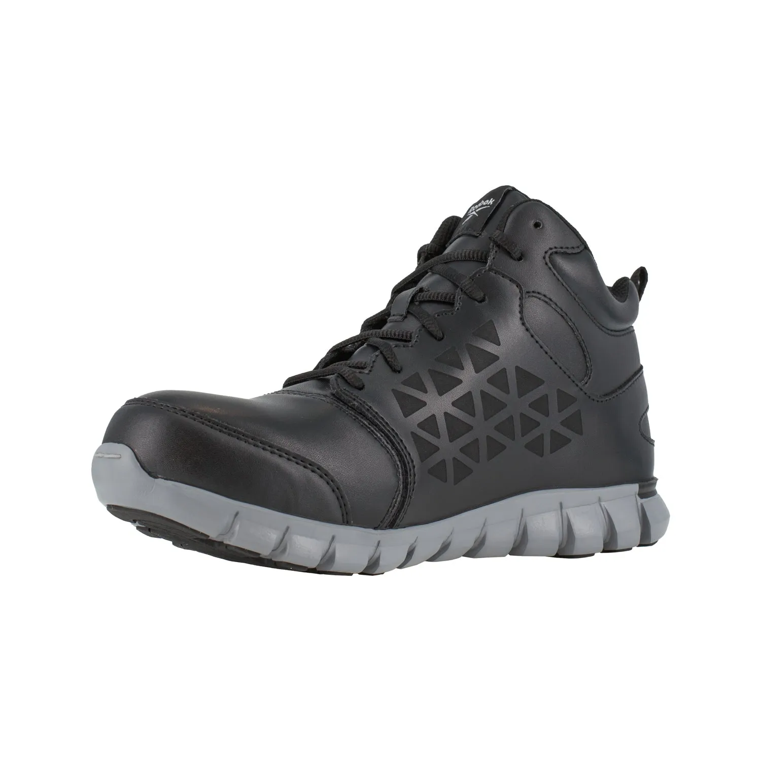 Reebok Women's Mid Cut Black Leather Athletic Work Boots