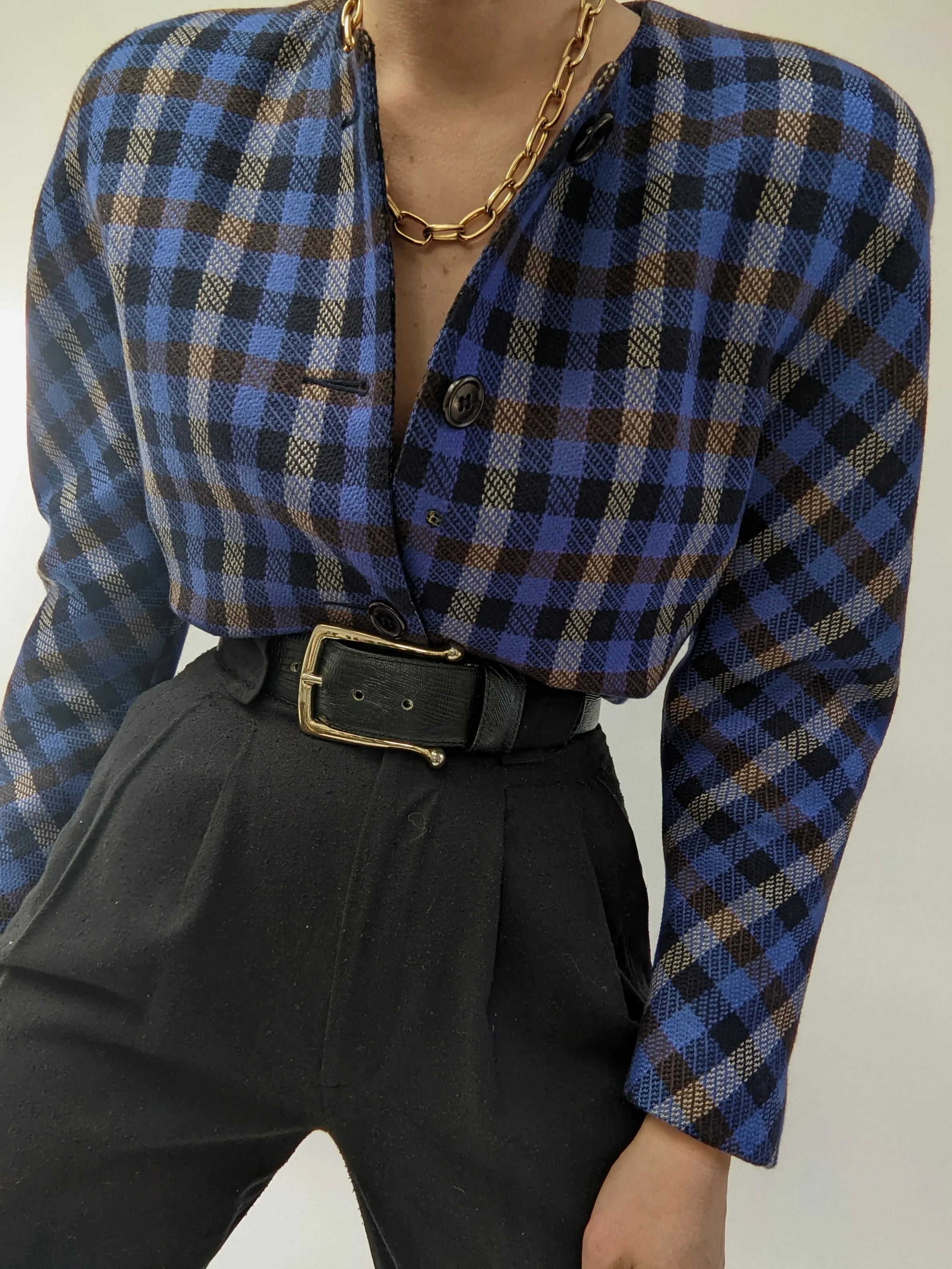 Retro Wool & Cashmere Plaid Jacket