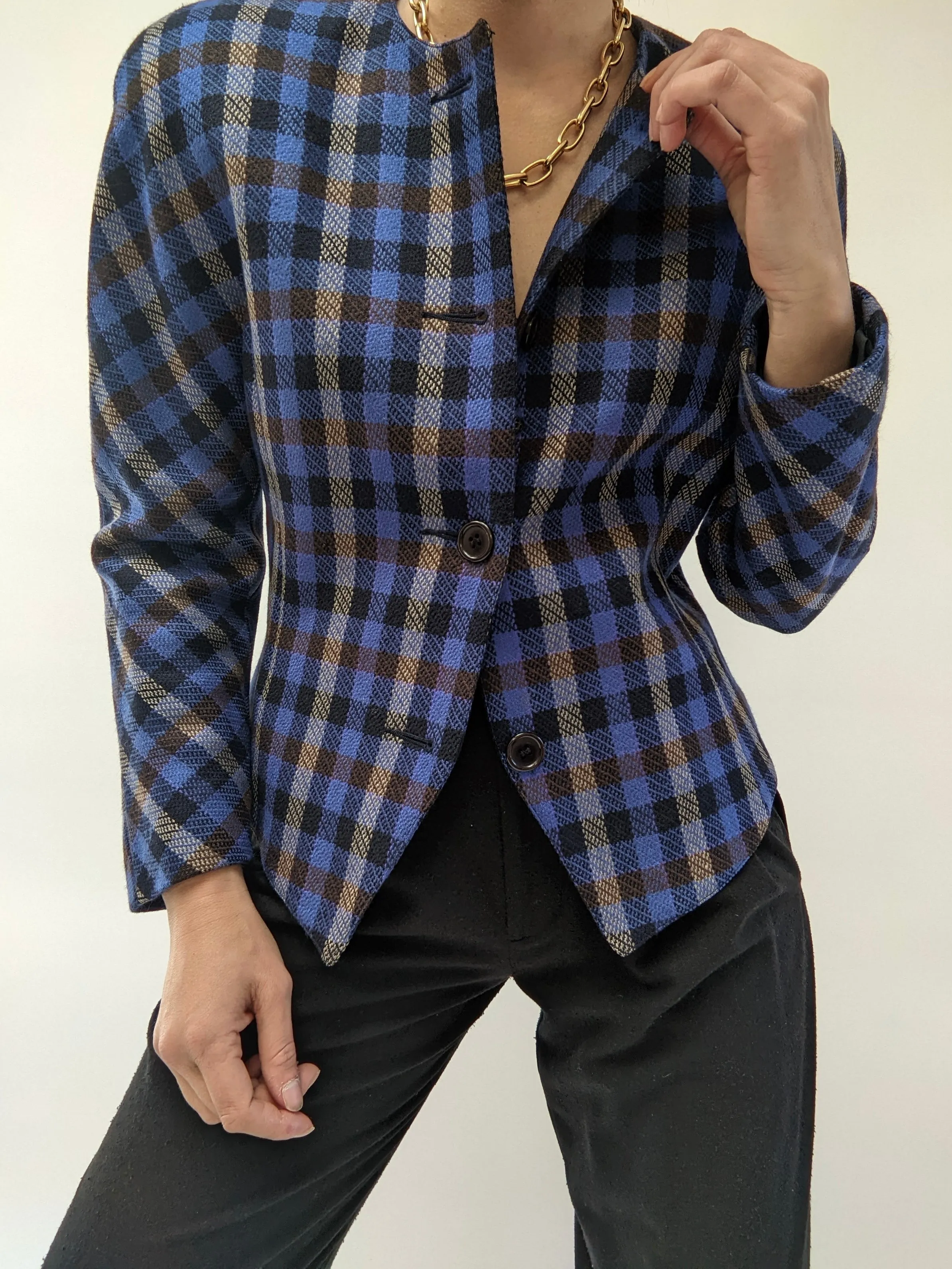 Retro Wool & Cashmere Plaid Jacket