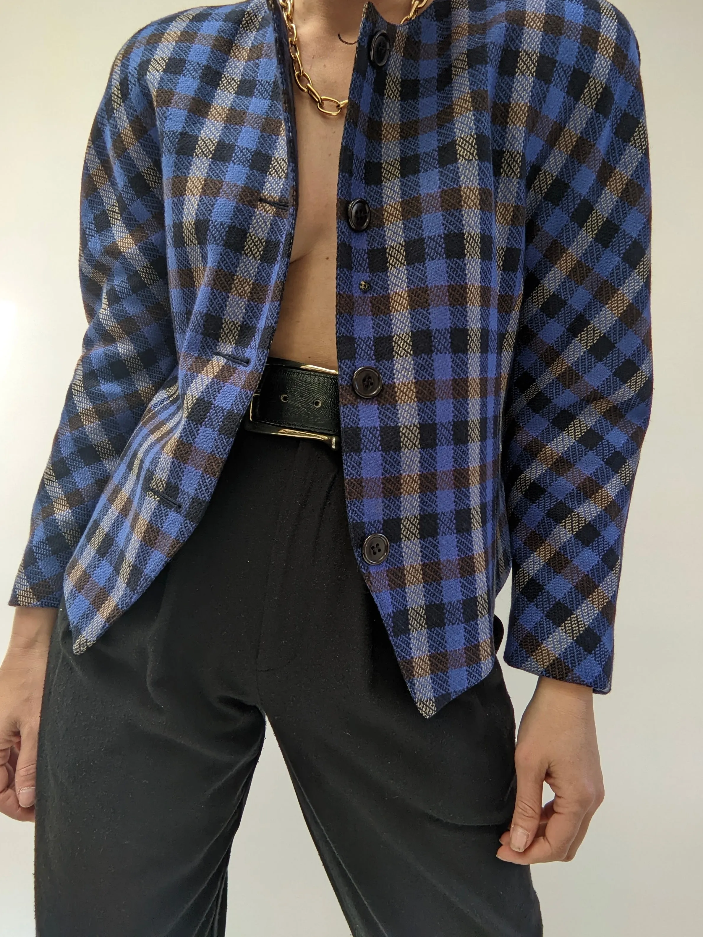 Retro Wool & Cashmere Plaid Jacket