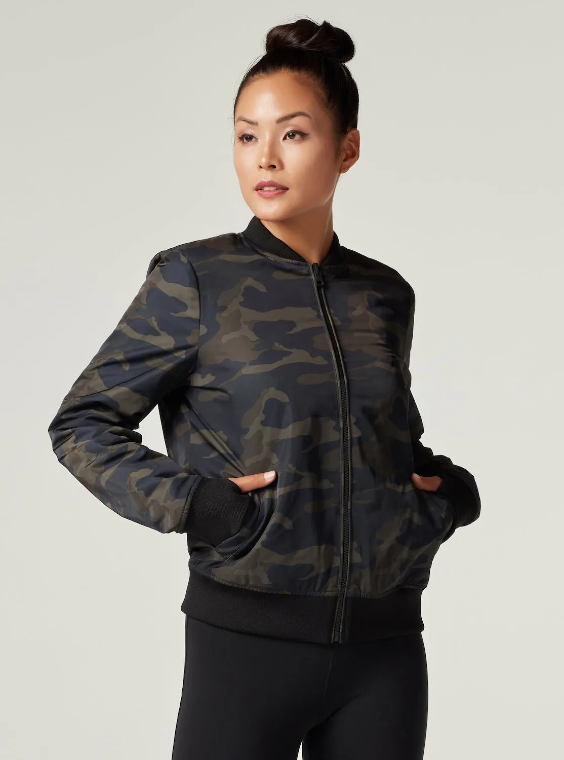 Reversible Camo Black Bomber Jacket