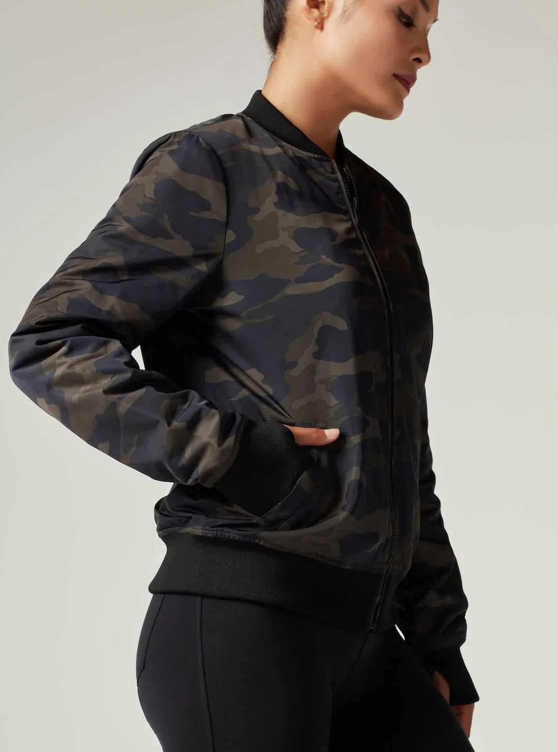 Reversible Camo Black Bomber Jacket