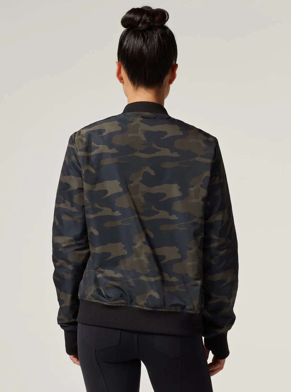 Reversible Camo Black Bomber Jacket