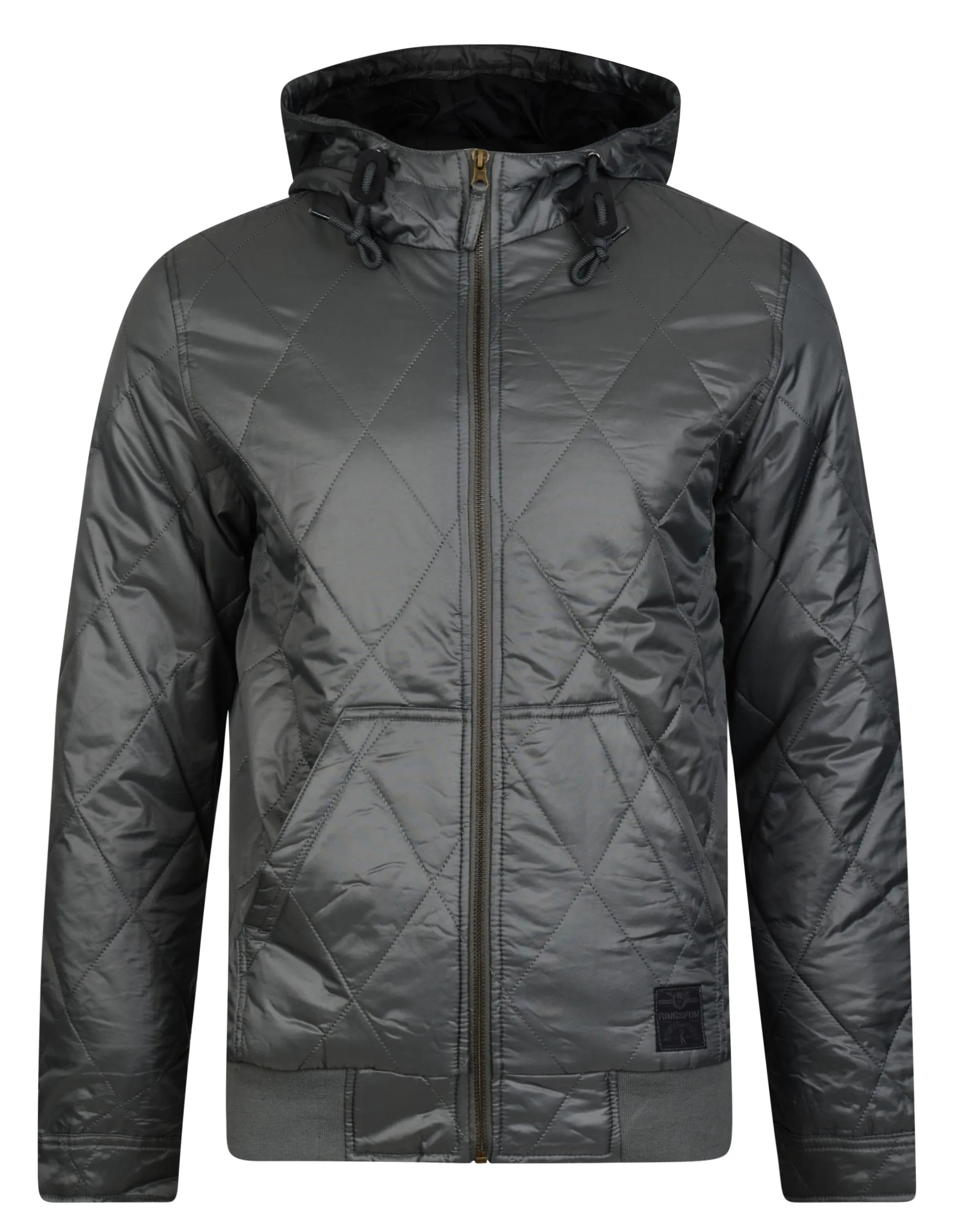 Mens Asphalt Hooded Quilted Jacket by Ringspun Krarup